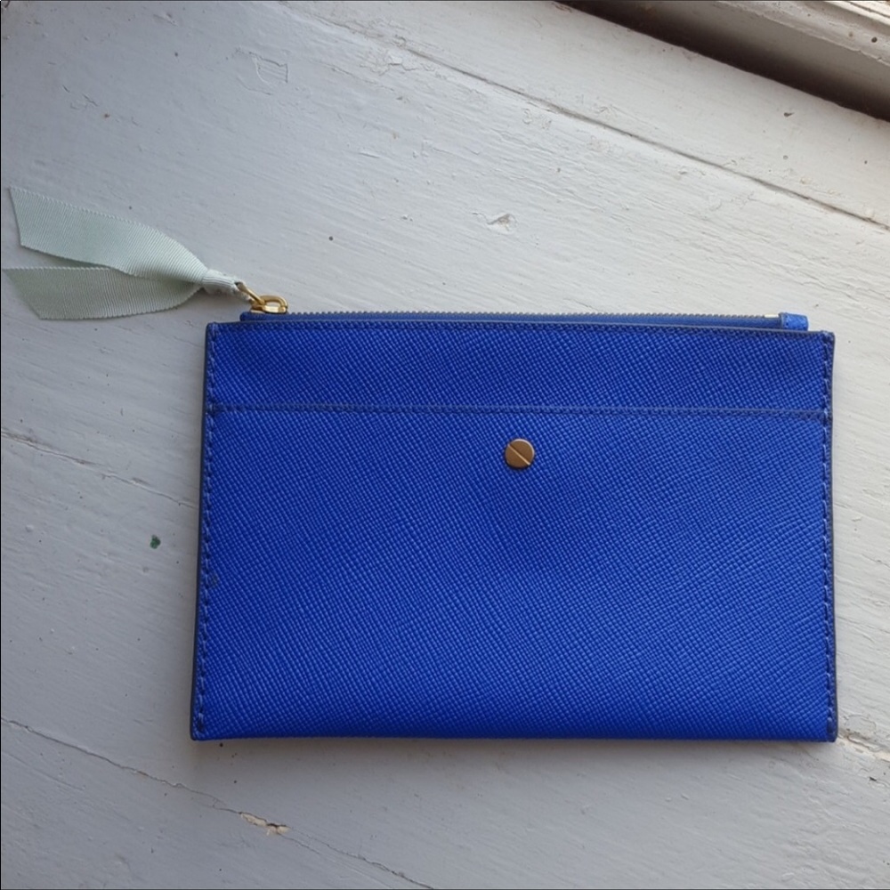 J. Crew Saffiano Leather Royal Blue Wallet/Pouch